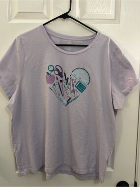 J.Crew Collector Tee 3X Lavender Teacher School Supplies Graphic T-Shirt